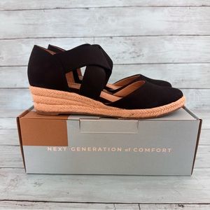 Lifestride Keaton Slip on Wedge Espadrilles Black Canvas 8.5